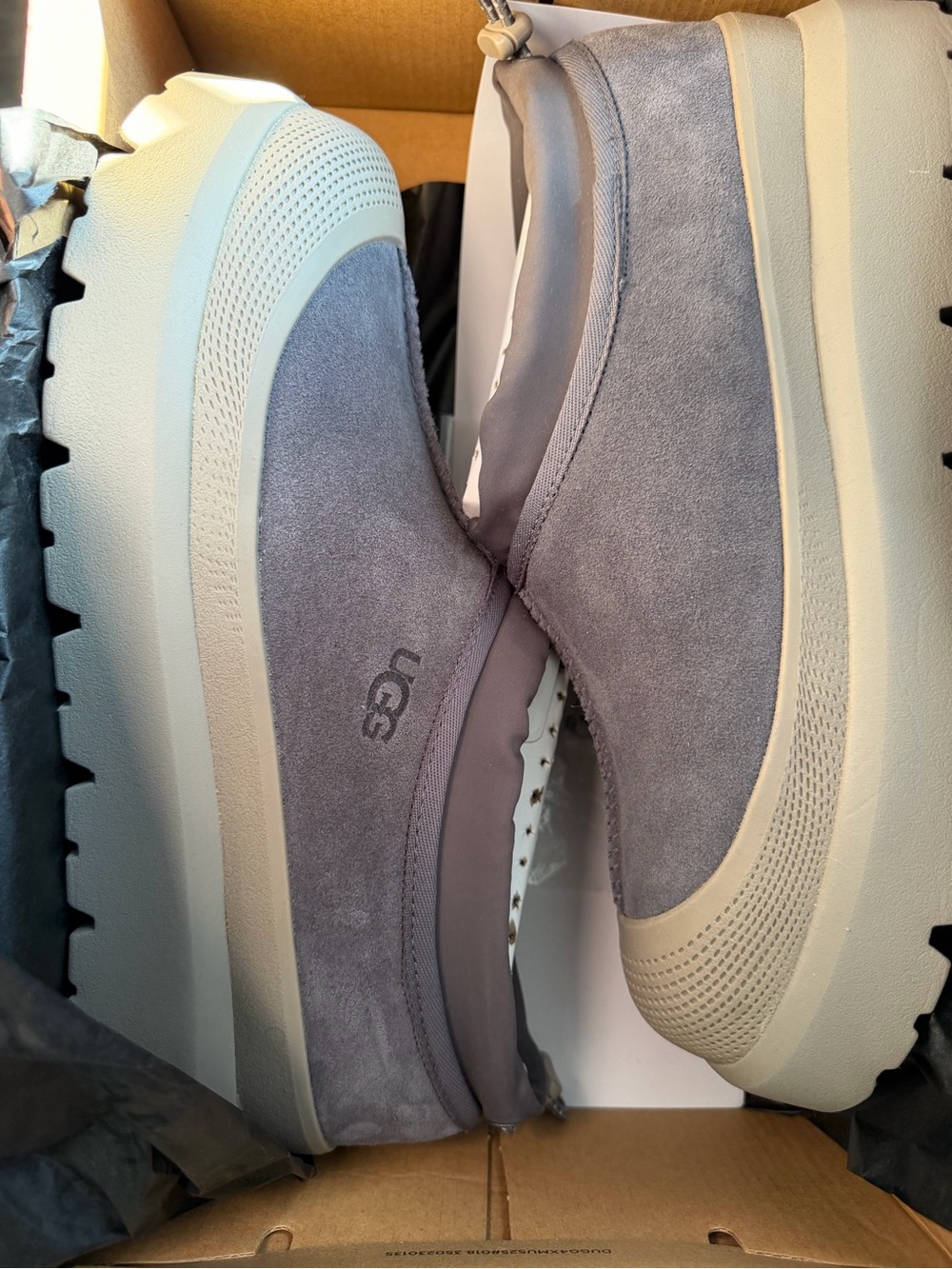 UGG Men's Taupe Suede Slip-On Platform Sneakers